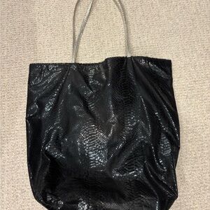 Carlos Falchi black & silver tote